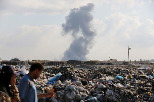 Smoke rises after an Israeli attack in Gaza